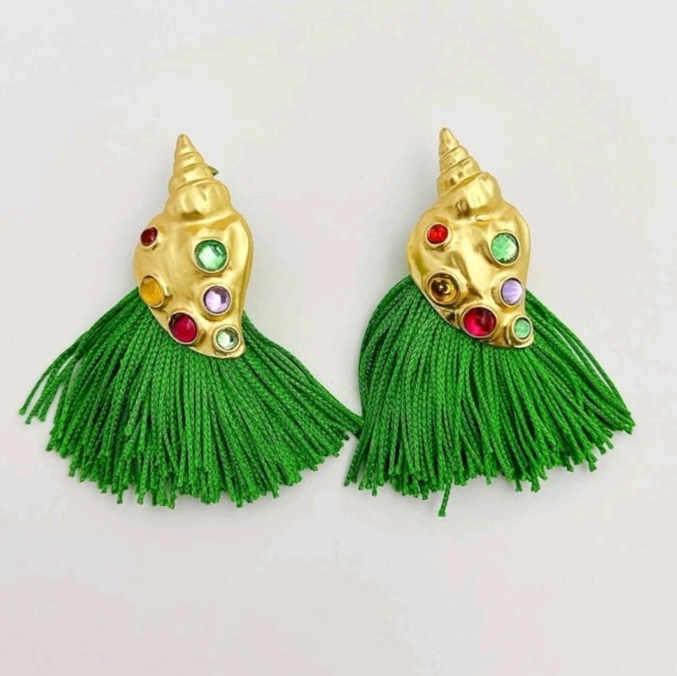 Jeweled Seashell Earrings