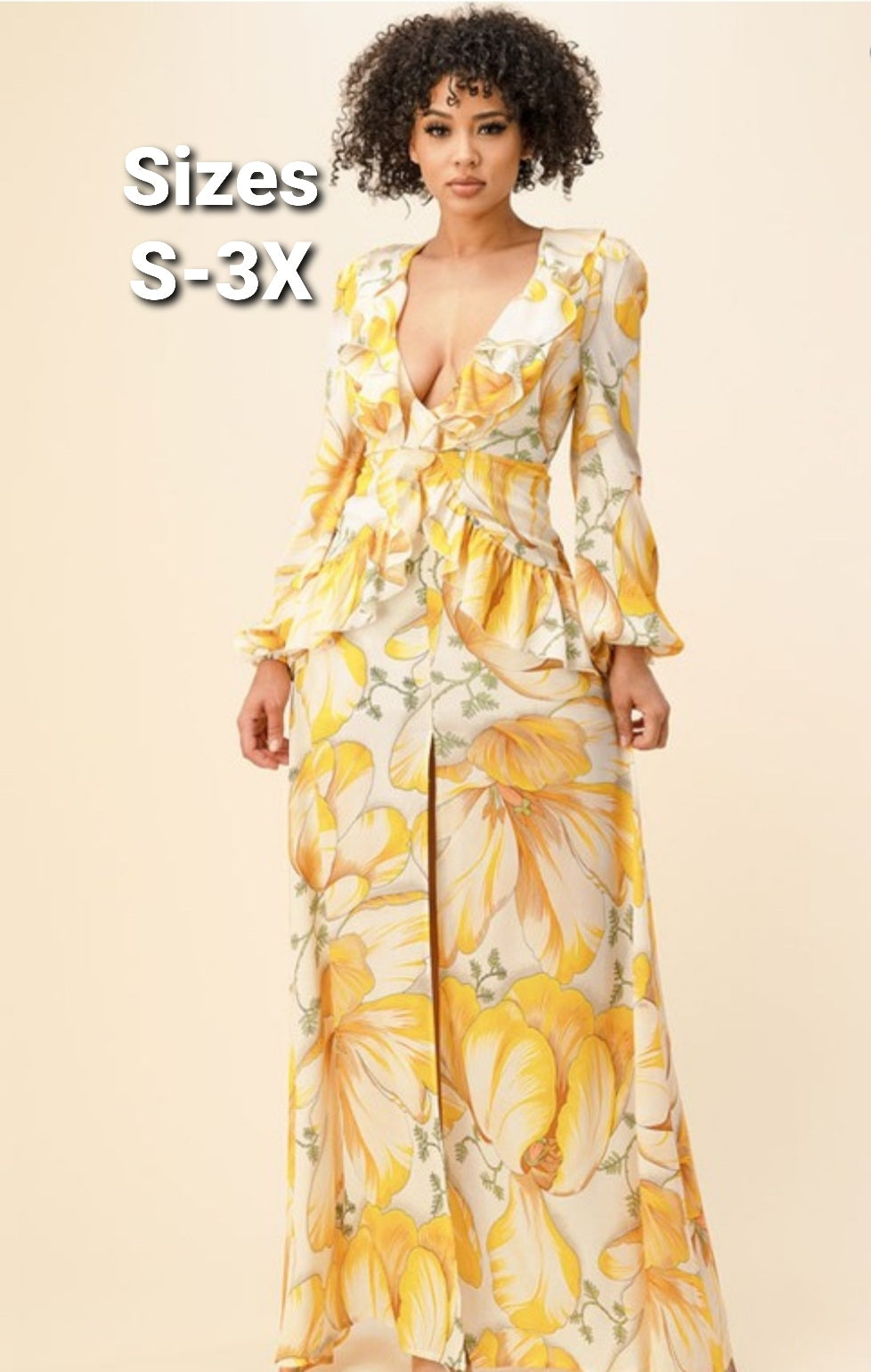 Floral Resort Dress (S,M,3X)